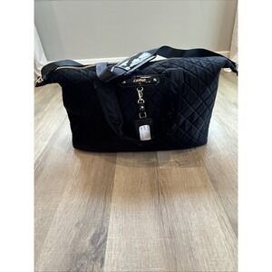 Joan And David 21" Black Quilted Velvet Travel Duffle Travel Carryon Weekender